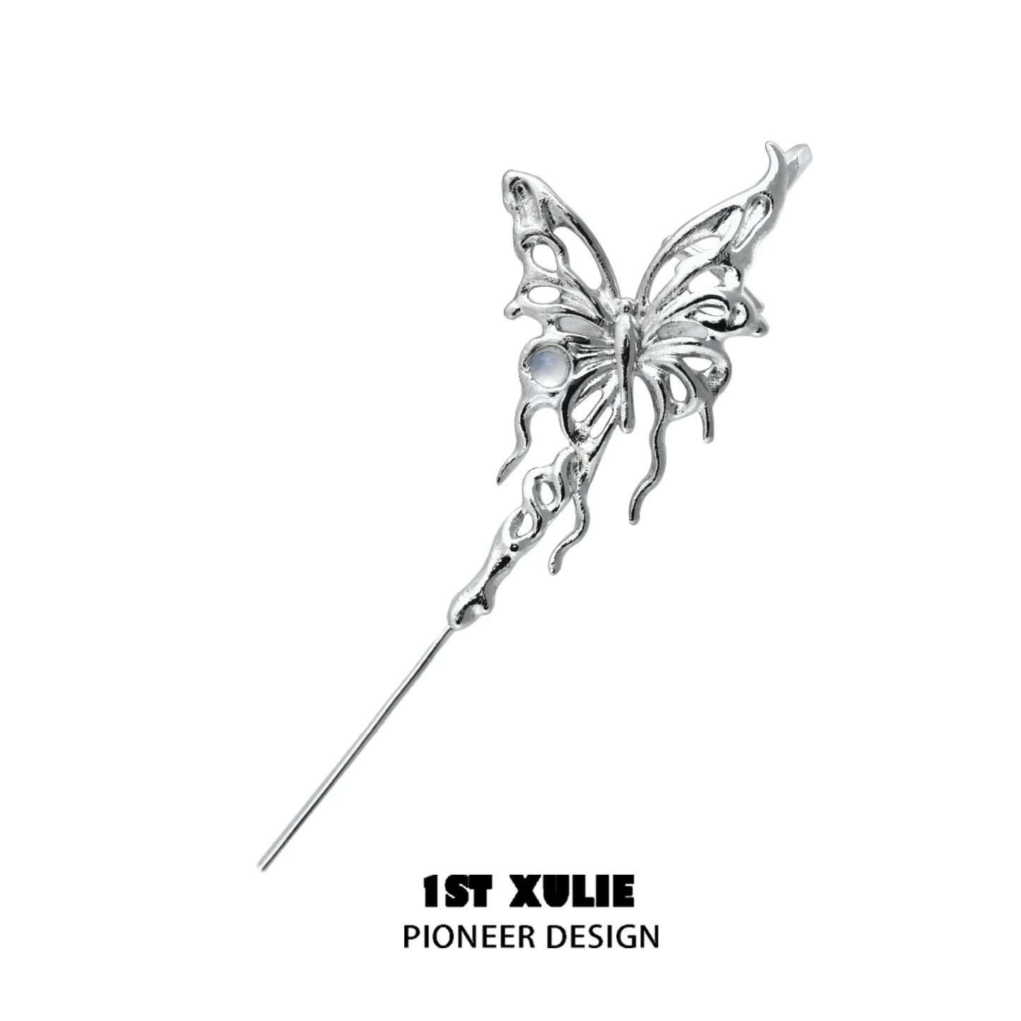 Elegant silver butterfly piercing earring with detailed design for unique style