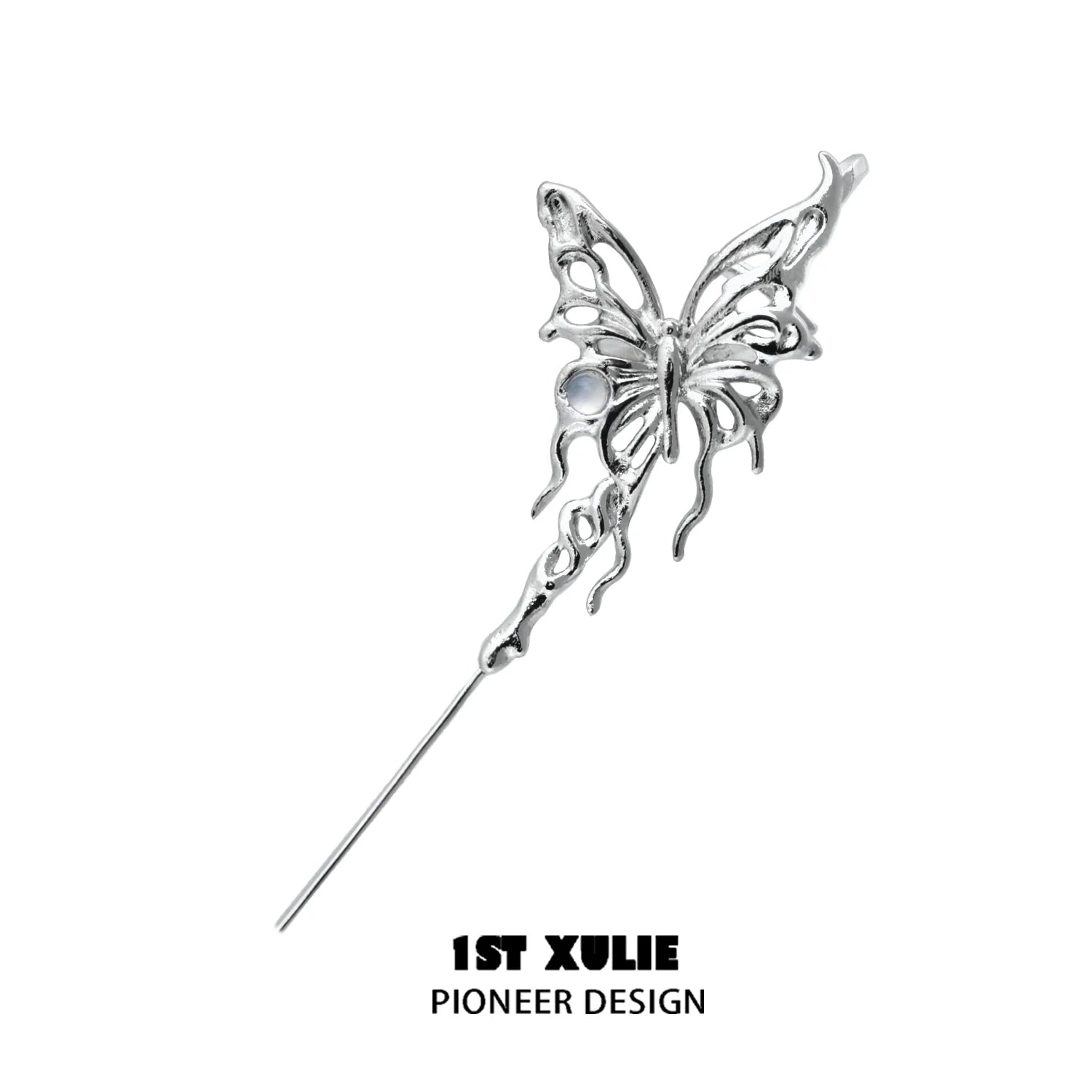 Elegant silver butterfly piercing earring with detailed design for unique style