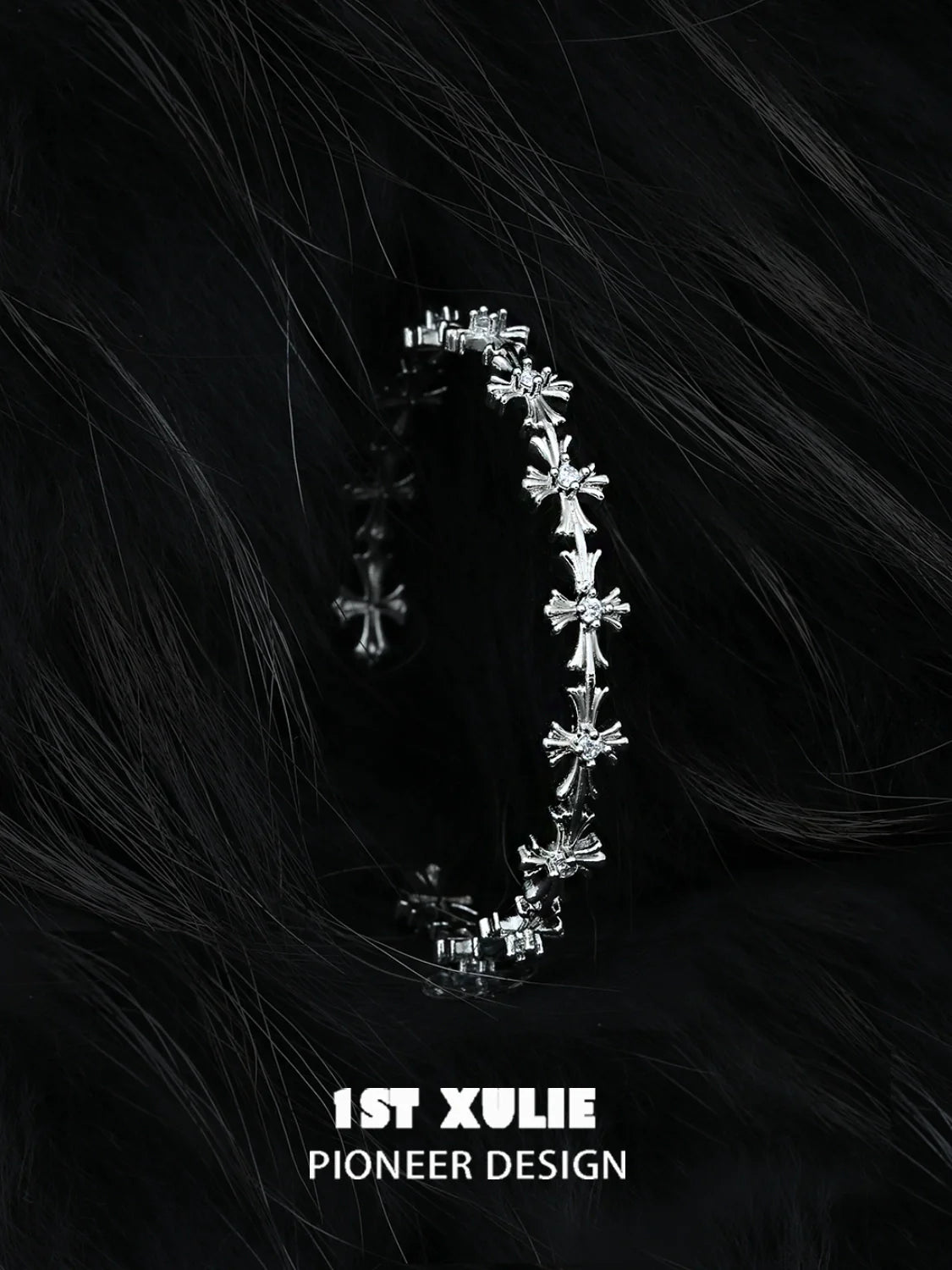 Sleek silver cross bracelet by 1STXULIE with unique design perfect for any outfit