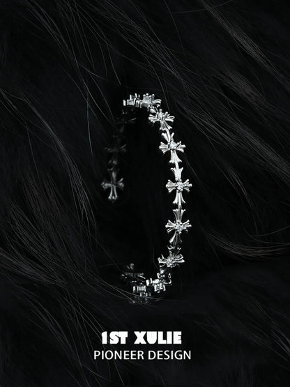 Sleek silver cross bracelet by 1STXULIE with unique design perfect for any outfit