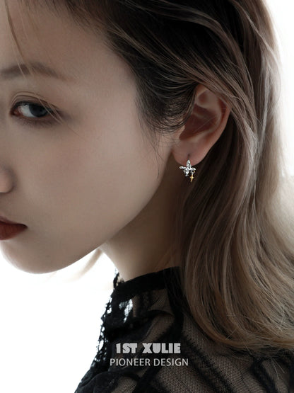 Elegant 1ST XULIE silver cross ear clips featuring a delicate design for stylish accessories