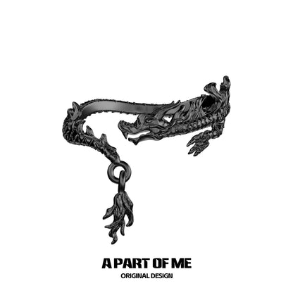 Stylish silver dragon ring by A PART OF ME featuring intricate dragon detailing