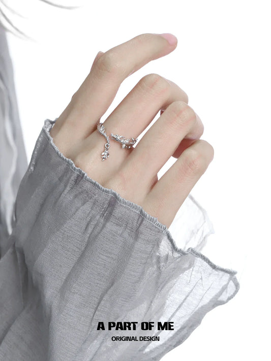 Stylish A PART OF ME silver dragon ring with intricate design showcased on a hand