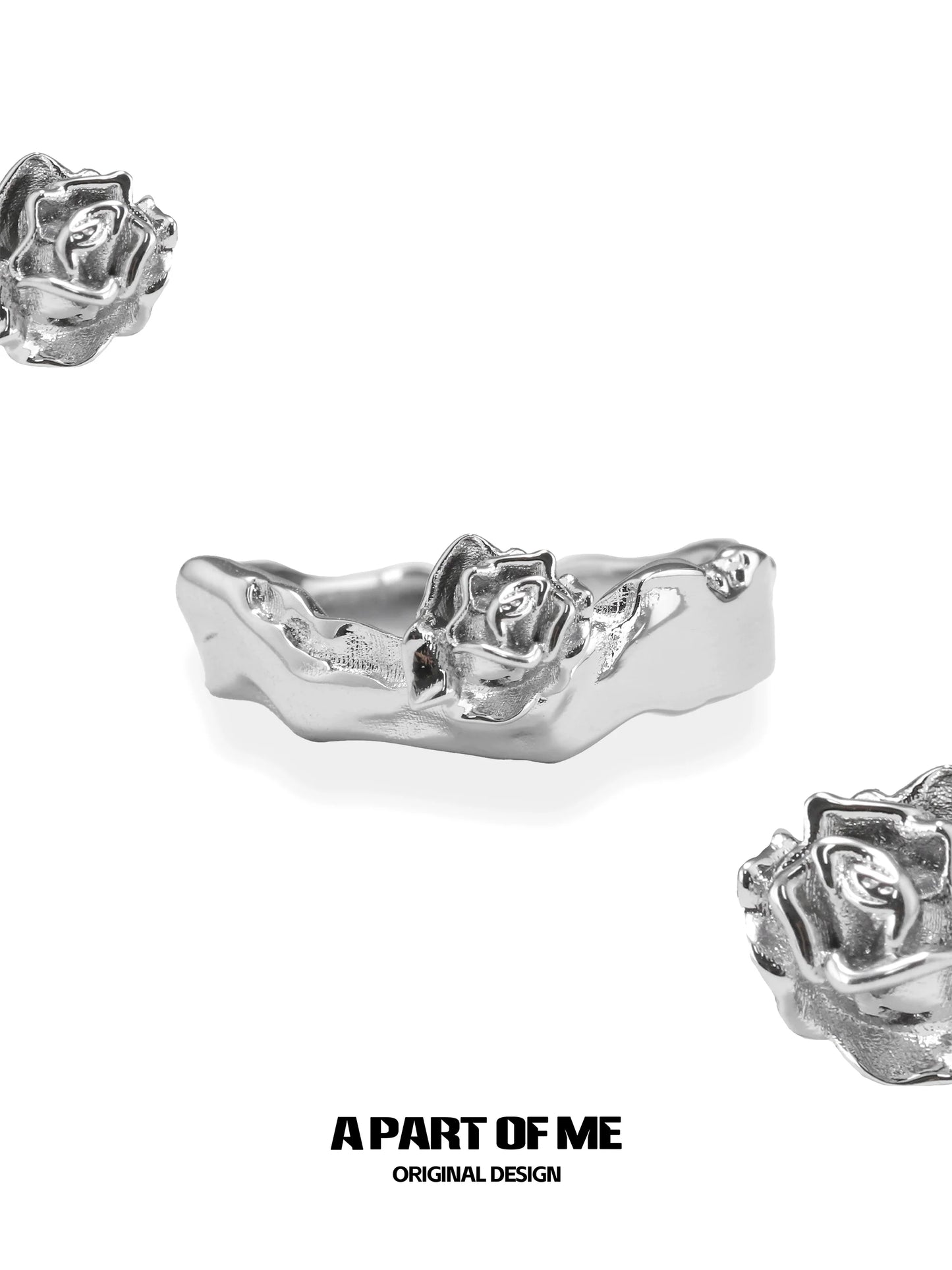 A stunning silver rose ring from A PART OF ME featuring a unique floral design