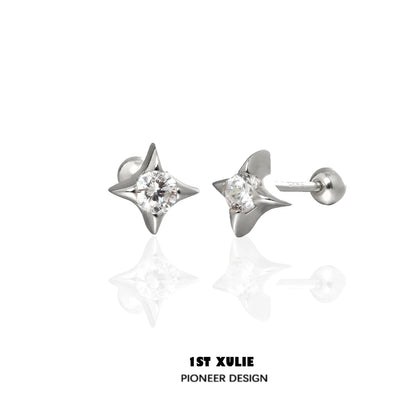 Stylish silver star ear cuff featuring sparkling gemstones for a trendy look