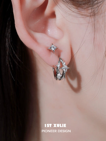 Stylish silver star ear cuff from 1ST XULIE featuring delicate star embellishments