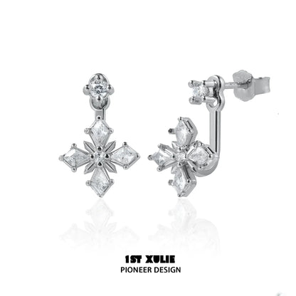 Elegant silver star earrings featuring stunning crystal accents for a glamorous look