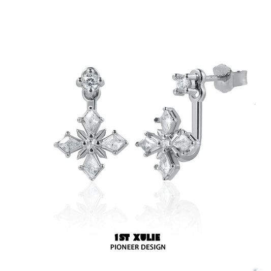Elegant silver star earrings featuring stunning crystal accents for a glamorous look