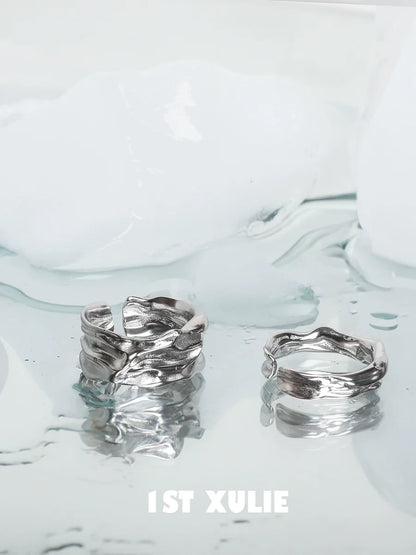 Unique silver statement ring set with an organic design for stylish accessories
