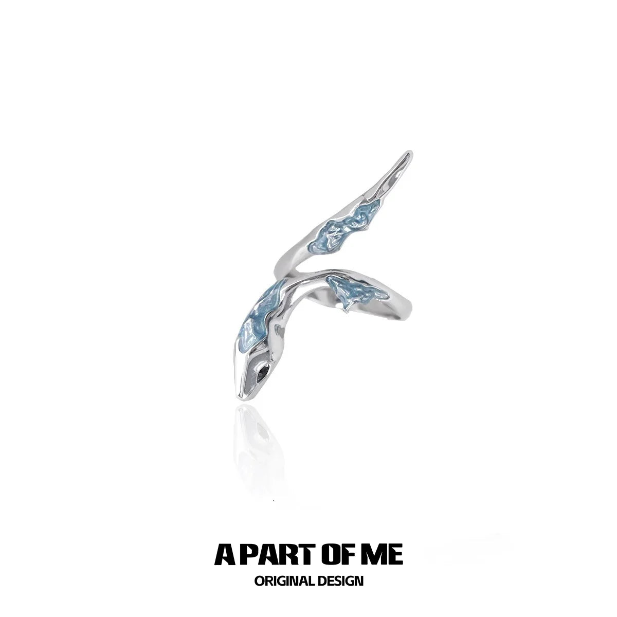 A sleek Slytherin inspired snake ring with intricate detailing and a silver finish