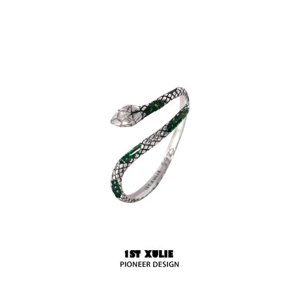Stunning Slytherin snake couple rings with intricate scales and a sleek design, perfect for lovers