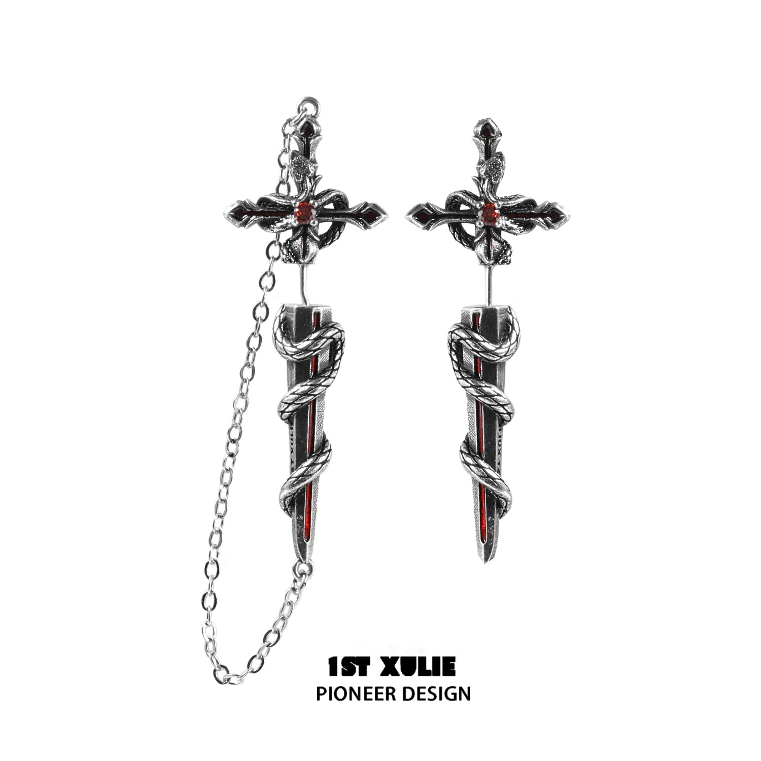 Slytherin snake earrings featuring a dagger design entwined with a snake for a stylish look