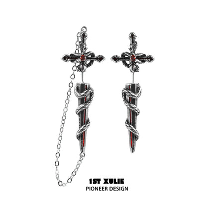 Slytherin snake earrings featuring a dagger design entwined with a snake for a stylish look