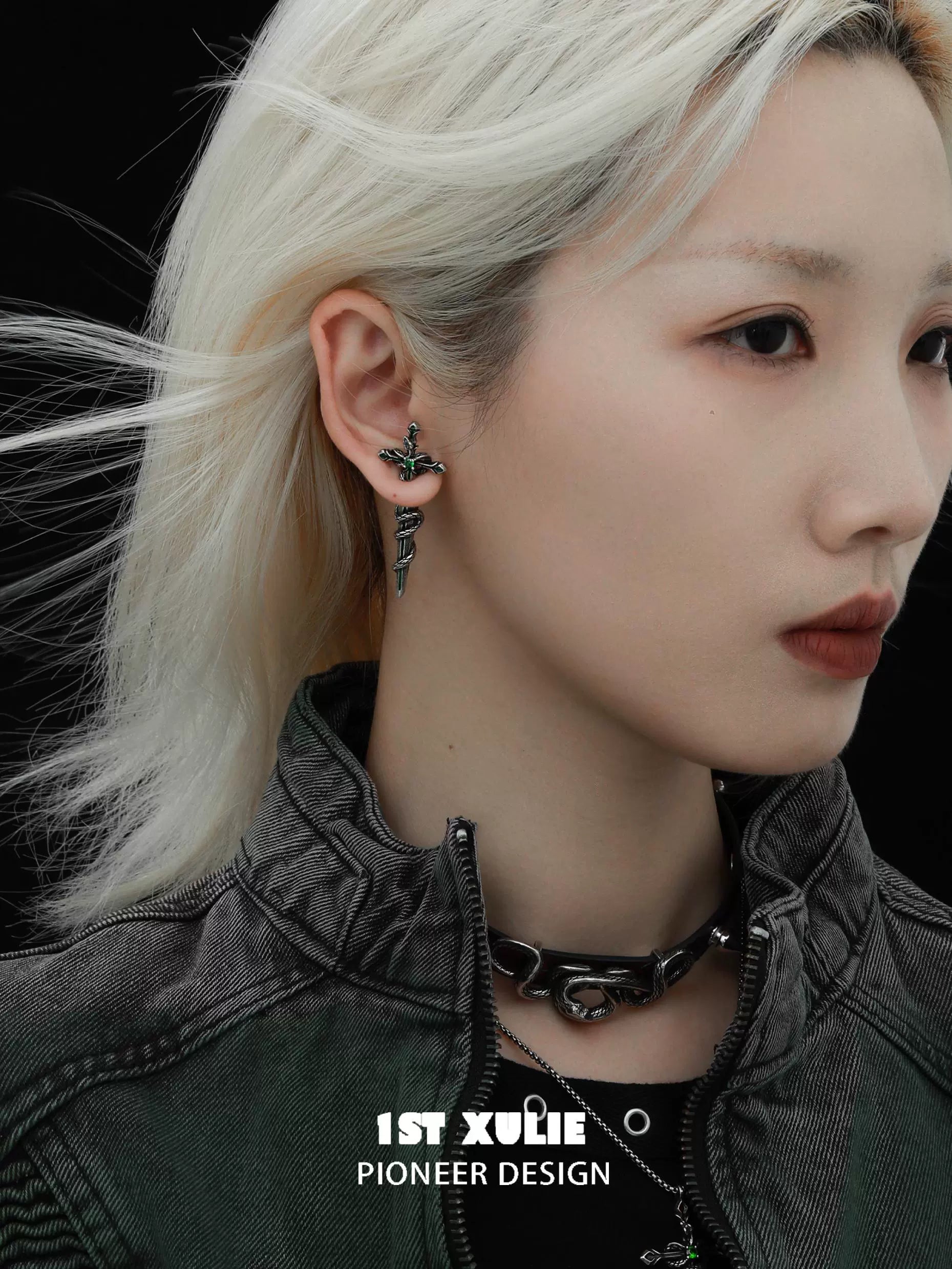 Slytherin snake earrings featuring intricate design and green accents for fans of the Harry Potter series
