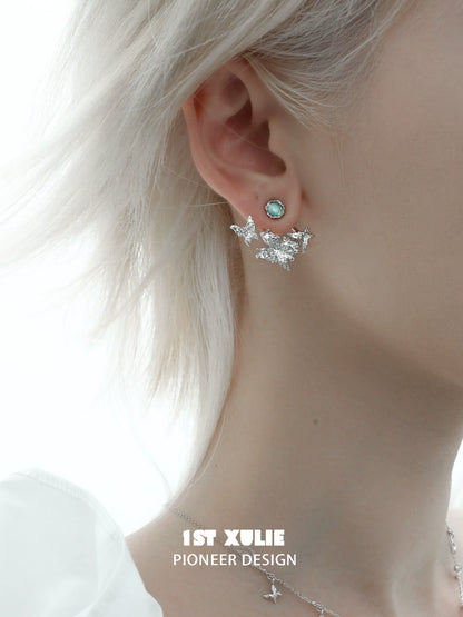 Stunning snowflake butterfly earrings in silver design, perfect for elegant outfits