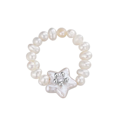 SUN HUNTER Star Pearl Ring with Freshwater Pearls and Unique Star-Shaped Centerpiece
