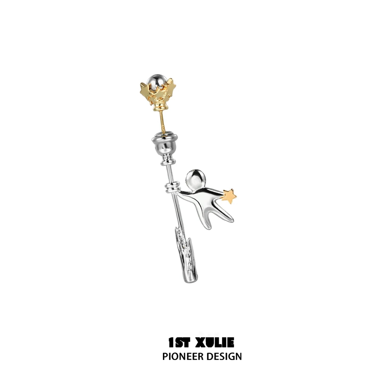 Unique 1STXULIE star stud earrings featuring a playful design with a star and crown detail