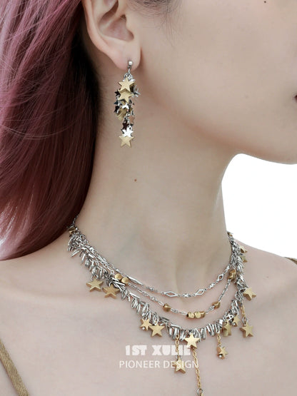 Stylish star tassel earrings featuring dangling star charms for a trendy look