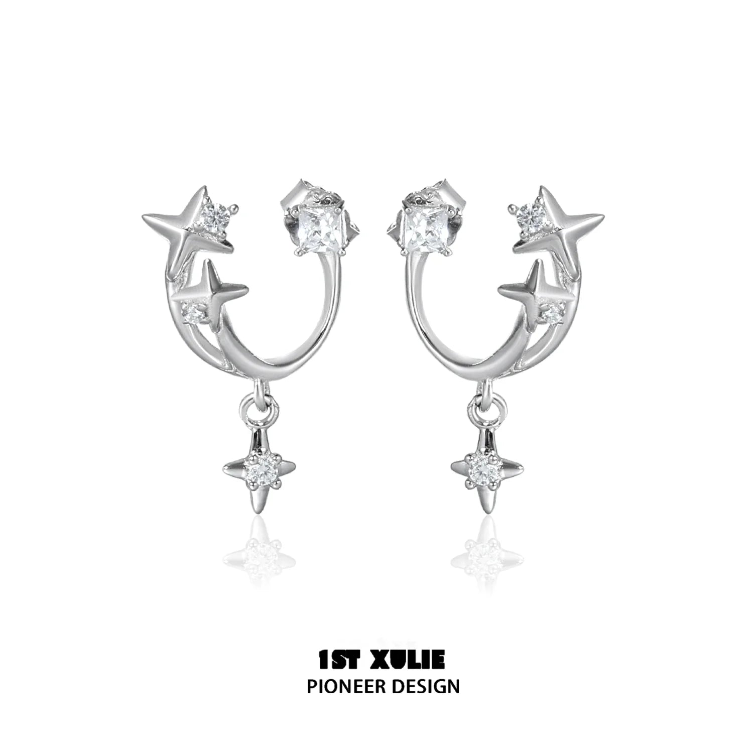 Stylish star zircon earrings with a unique design featuring sparkling stars and a polished finish