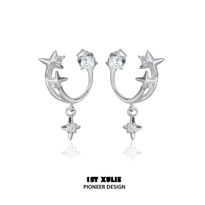 Stylish star zircon earrings with a unique design featuring sparkling stars and a polished finish