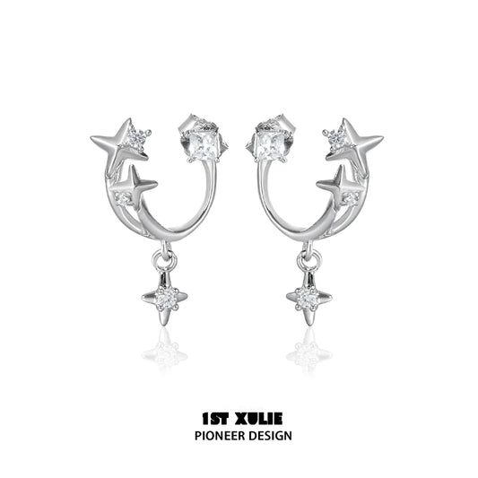 Stylish star zircon earrings with a unique design featuring sparkling stars and a polished finish