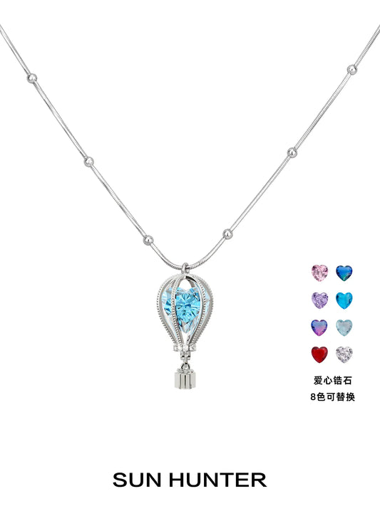 Sun Hunter Jewelry colorful balloon zircon necklace for women with blue and multi-colored gemstones