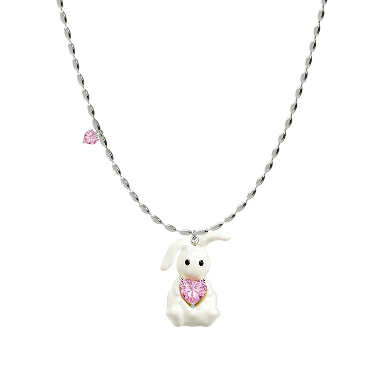 Sun Hunter jewelry cute rabbit necklace for women featuring a charming rabbit with a pink heart gem