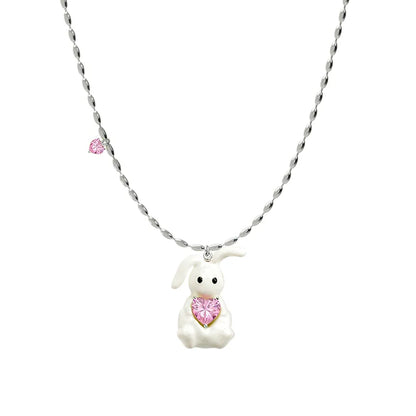 Sun Hunter jewelry cute rabbit necklace for women featuring a charming rabbit with a pink heart gem