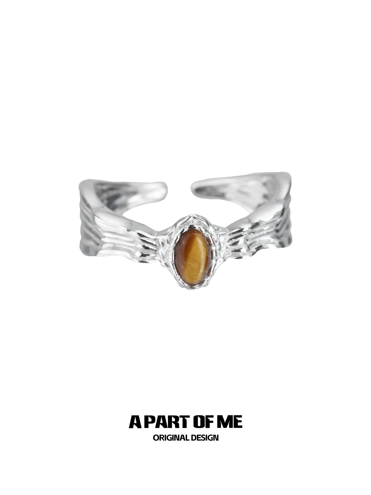 Stylish A PART OF ME tiger eye ring for women featuring a unique silver design