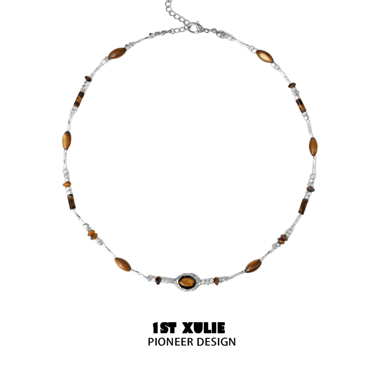 Elegant tiger's eye necklace for women with silver accent beads and a unique design
