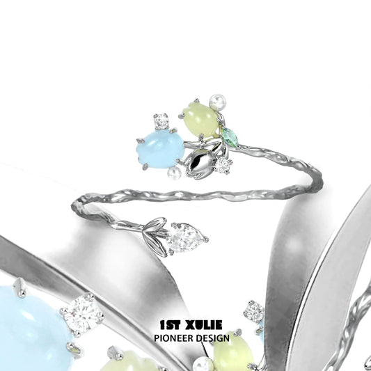 Tulip silver bracelet by 1STXULIE featuring colorful floral accents and elegant design