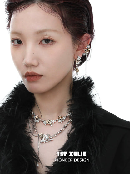 Twilight rose punk earrings featuring intricate rose designs for a trendy and edgy look