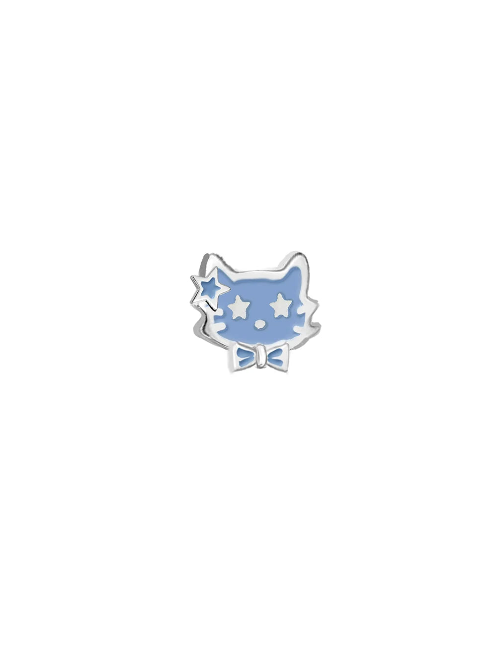 MASW jewelry unique animal earrings for women featuring a cute blue cat design with stars and a bow