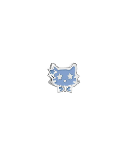 MASW jewelry unique animal earrings for women featuring a cute blue cat design with stars and a bow