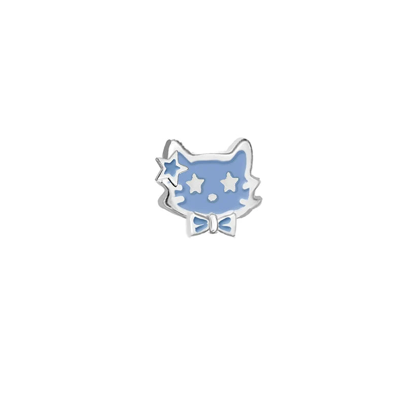 MASW jewelry unique animal earrings for women featuring a cute blue cat design