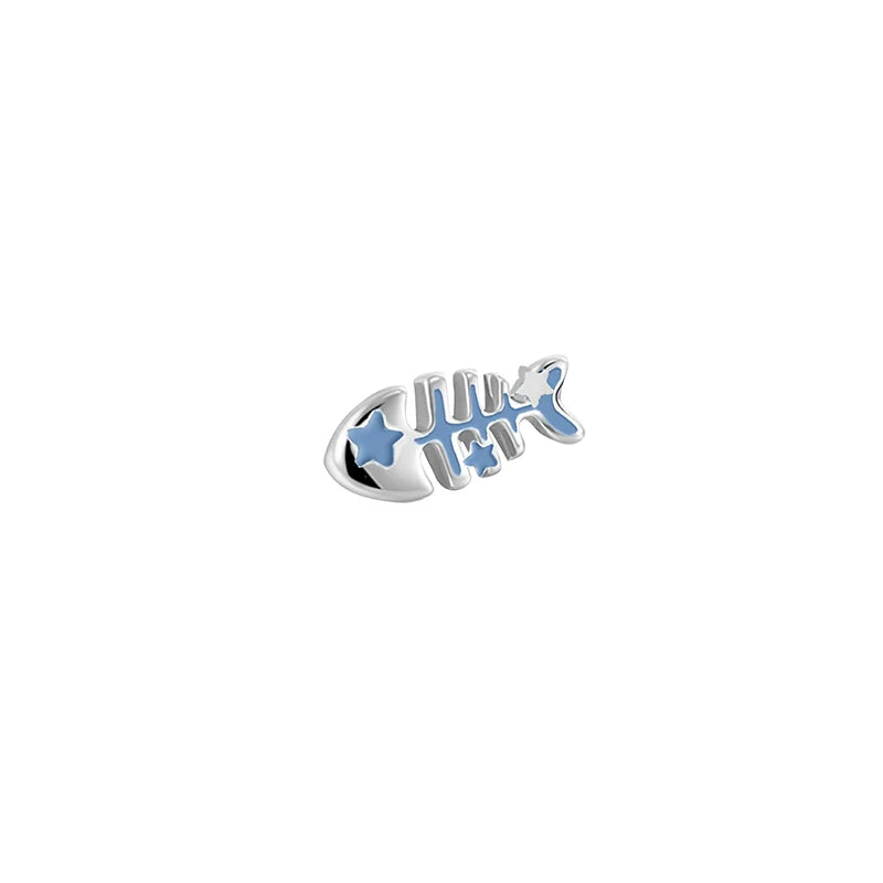 MASW jewelry unique animal earrings for women featuring a fish design in silver and blue