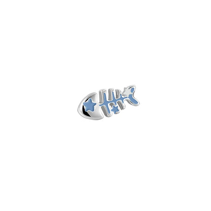 MASW jewelry unique animal earrings for women featuring a fish design in silver and blue