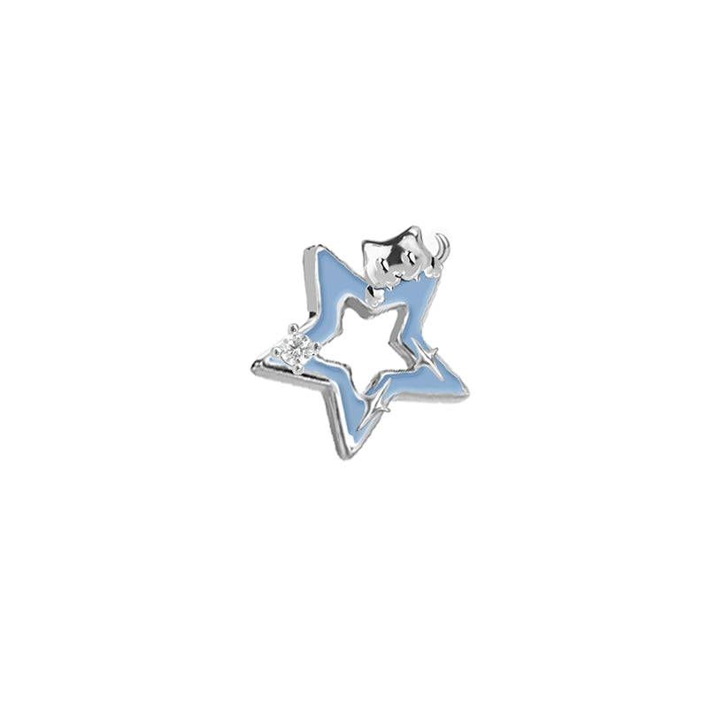 MASW jewelry unique animal earrings for women featuring a star design with blue enamel and sparkling accents