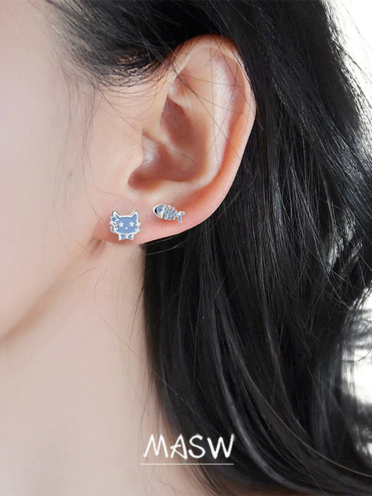 MASW jewelry unique animal earrings for women featuring cute cat and fish designs