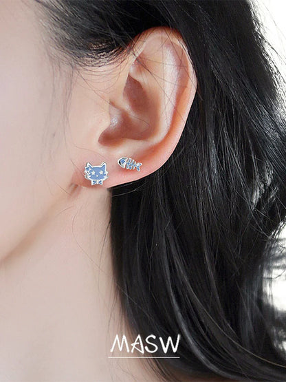 MASW jewelry unique animal earrings for women featuring cute cat and fish designs