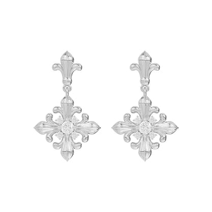 SUN HUNTER unique floral drop earrings with elegant floral design and sparkling details