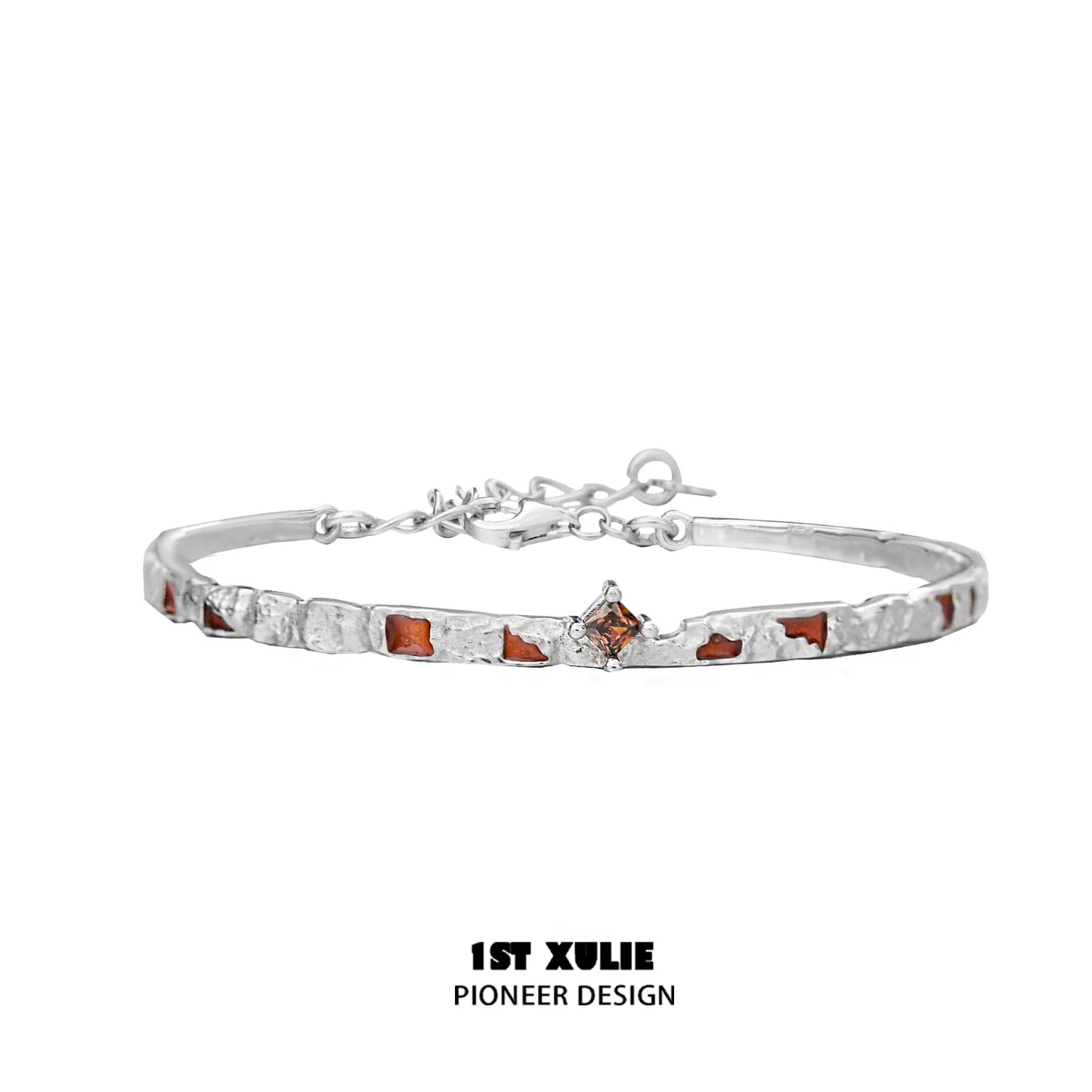 Unique silver bracelet for women featuring a blend of textured and smooth designs