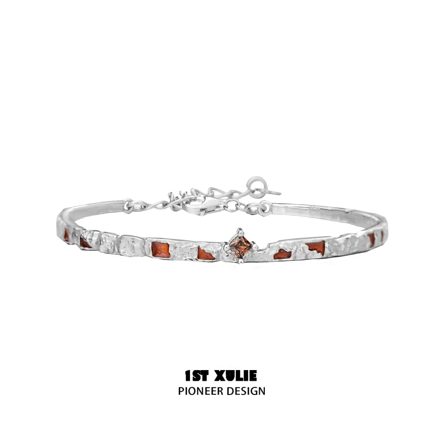 Unique silver bracelet for women featuring a blend of textured and smooth designs