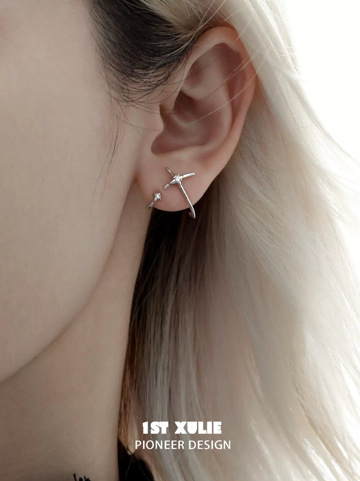 Stylish 1ST XULIE unique zircon stud earrings for a chic and elegant look