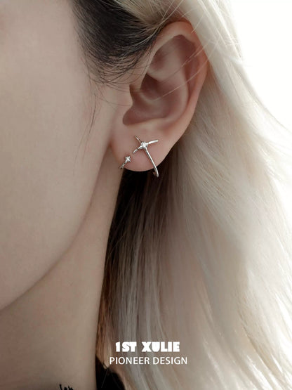 Stylish 1ST XULIE unique zircon stud earrings for a chic and elegant look