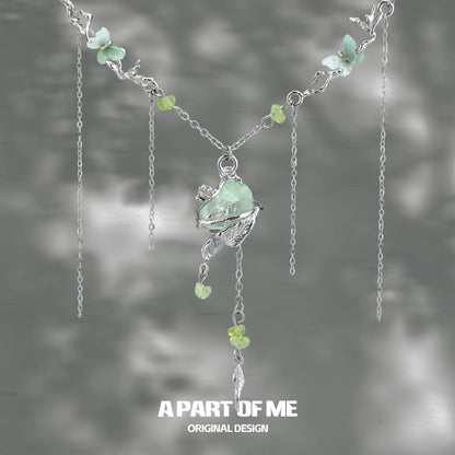 A Part of Me forest fairy fluorite necklace with delicate floral design and butterfly accents