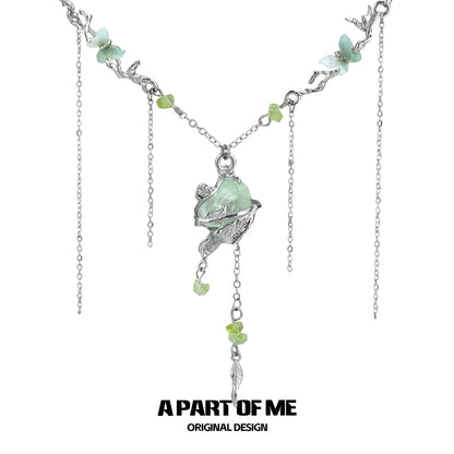 A Part of Me forest fairy fluorite necklace featuring delicate floral design and shimmering fluorite stones