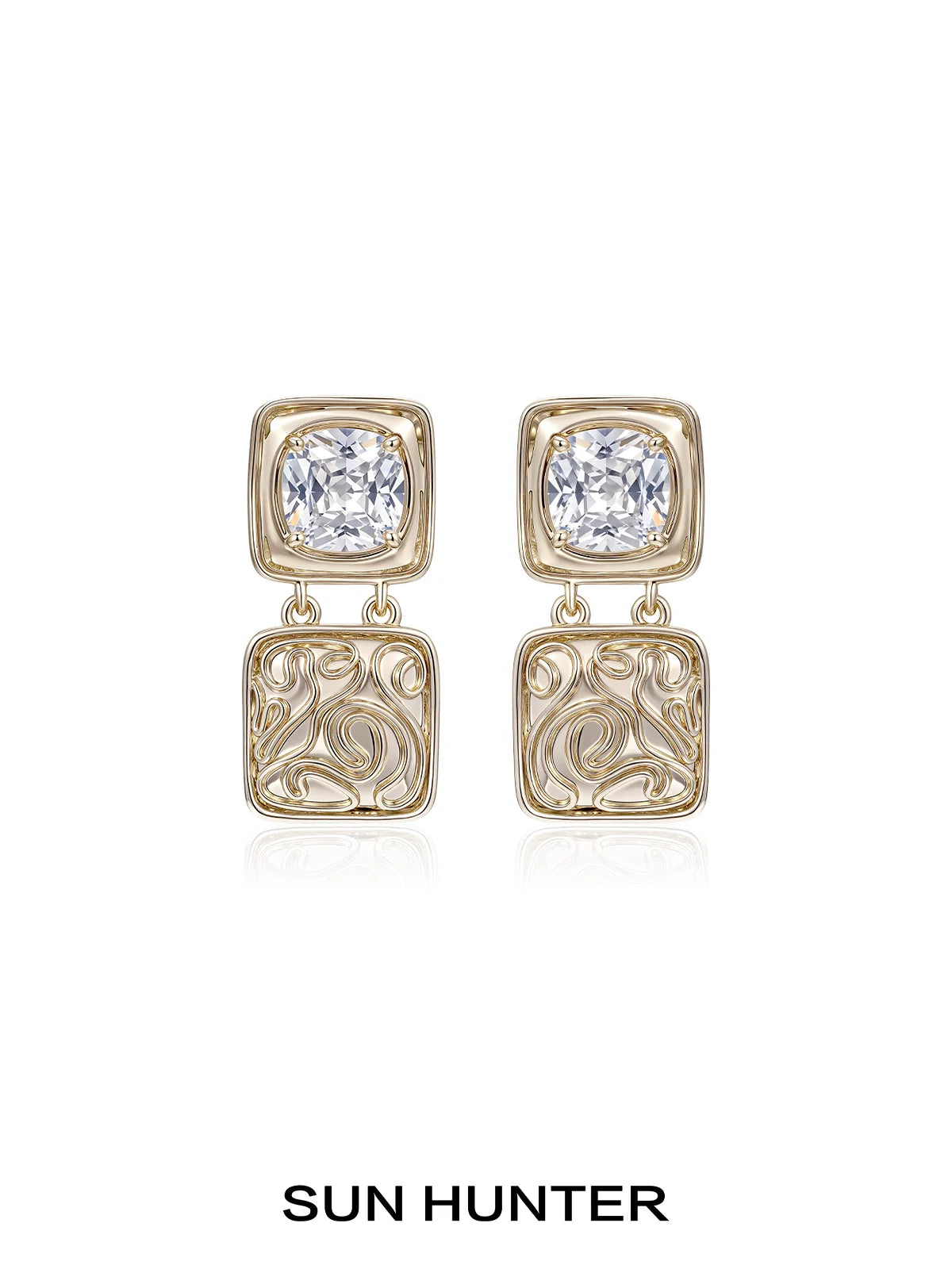 Elegant SUN HUNTER vintage coin earrings with decorative design and sparkling gemstones