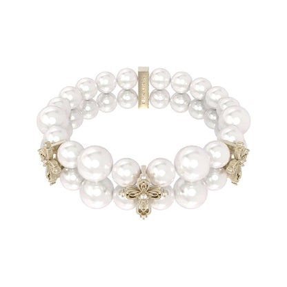 SUN HUNTER vintage cross pearl bracelet with elegant pearl design and decorative cross accents