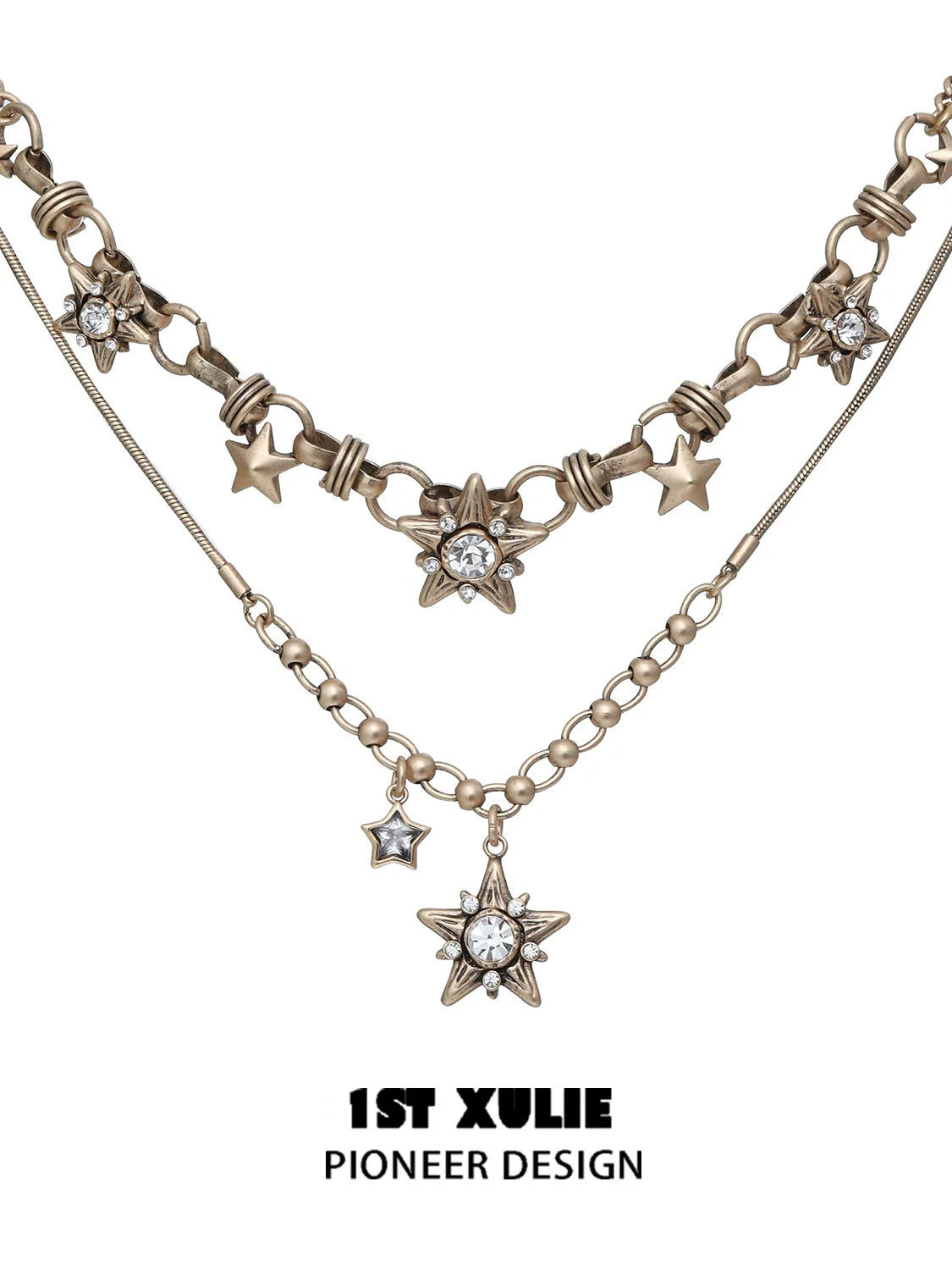 Vintage starlight pendant necklace with star charms and sparkling stones for a unique look